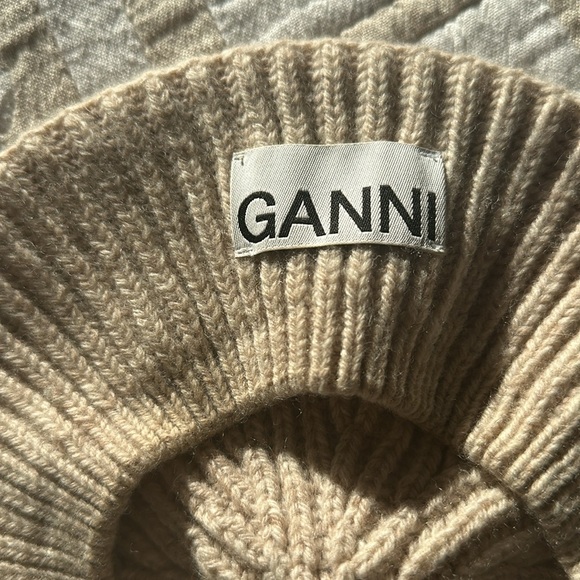 Ganni beige knit wool beret - Picture 2 of 4